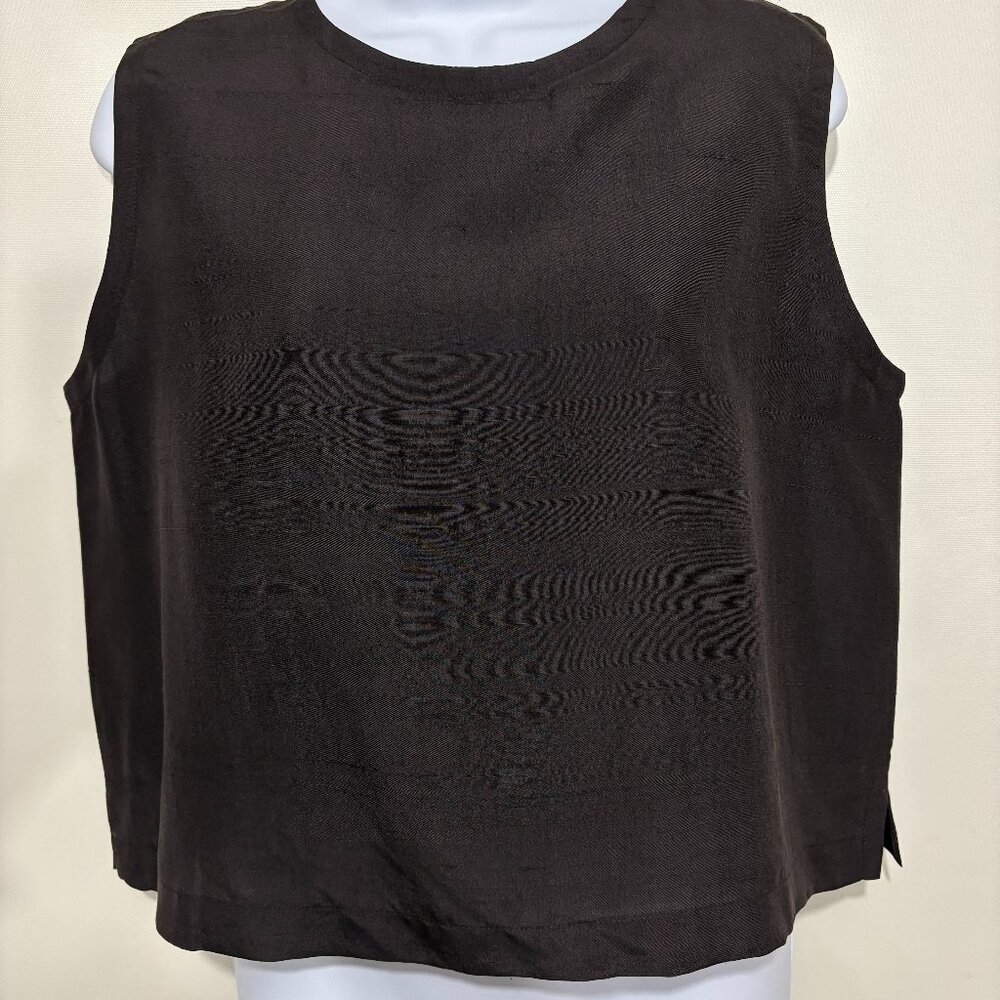 Eileen Fisher NY M Black Sleeveless Shell Tank Top NEW